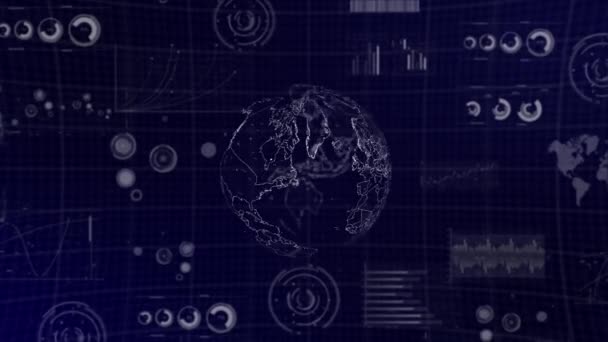 Data Analysis Technology Globe Rotating Pakistan Country Graphs Charts Analytics — Stock Video
