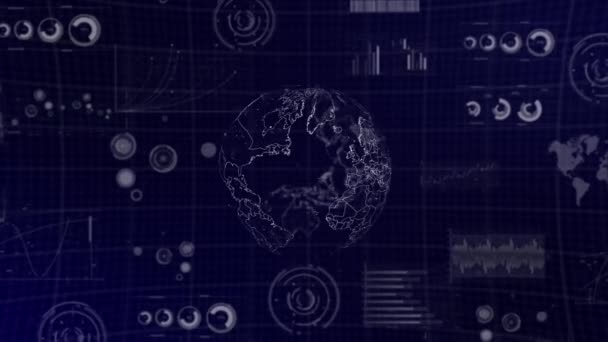 Data Analysis Technology Globe Rotating Mongolia Country Graphs Charts Analytics — 비디오