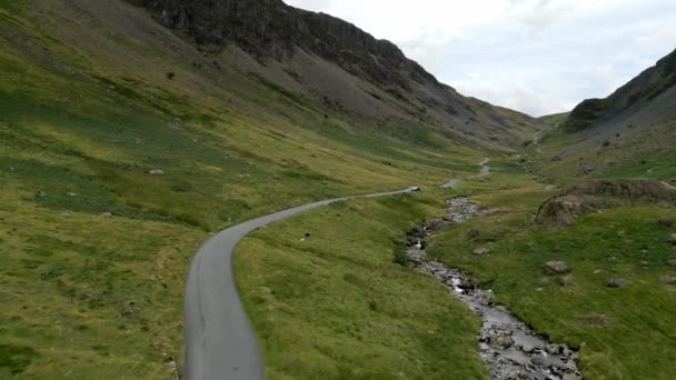 Drone Video Aéreo Uno Los Pases Más Altos Cumbrias Paso — Vídeos de Stock