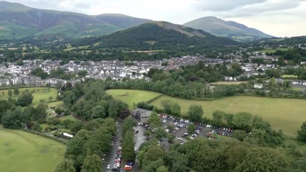 Drone Aerial Footage Keswick English Market Town Norwest Englands Lake — Vídeo de stock