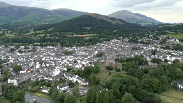 Drone Aerial Footage Keswick English Market Town Norwest Englands Lake — Vídeo de stock