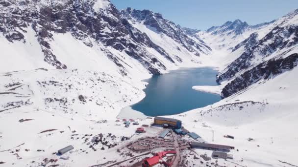 Inca Lake Towering Andes Mountains Portillo Ski Resort Chile South — стокове відео