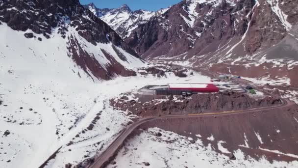 Latanie Kierunku Aduana Los Libertadores Górach Andyjskich Granicy Argentyny Chile — Wideo stockowe