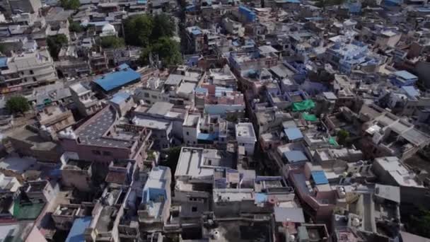 Jodhpur Paysage Urbain Sur Toit Vue Aérienne Aérienne Dolly — Video