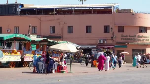 Aufnahmen Vom Djemaa Fnaa Markt Nachmittag — Stockvideo