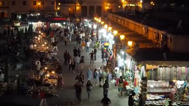 Filmagem Mercado Djemaa Fnaa Noite — Vídeo de Stock