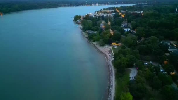 Encantador Paseo Marítimo Niágara Lake Crepúsculo Vuelo Con Drones — Vídeos de Stock