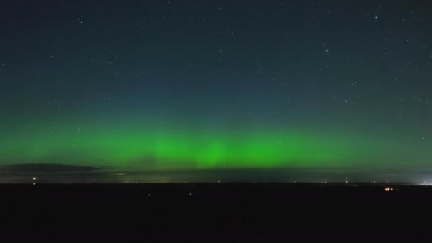 Aurora Borealis Polar Ilumina Fenómeno Único Raramente Visível Europa Central — Vídeo de Stock