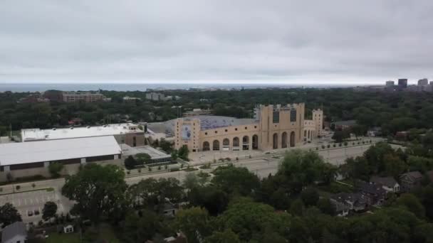 Northwestern University Ryan Field Aerial Volo Verso Stadio — Video Stock