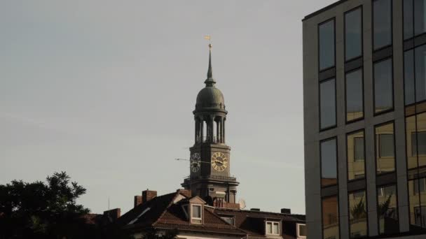 Top Michaelis Church Hamburg Tyskland — Stockvideo