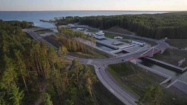 Vista Aérea Drawridge Vistula Spit Canal Polonia — Vídeo de stock