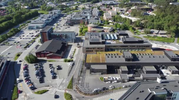 Asane Center Shopping Malls Asane Hall Asane Church Bergen Aerial — Stock Video