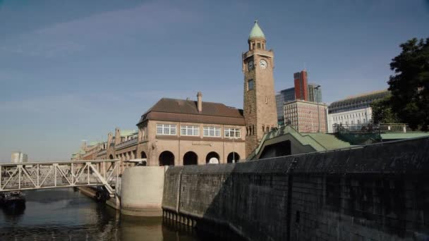 Gedung Tua Hamburg Landungsbrcken Pagi Pagi Sekali — Stok Video
