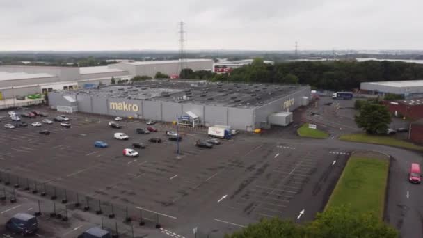 Vista Aérea Makro Efectivo Llevar Por Mayor Tienda Supermercados Zoom — Vídeo de stock