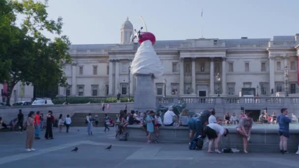 Trafalgar Square Londra Inghilterra Luglio 2022 Panning Video Shot Trafalgar — Video Stock