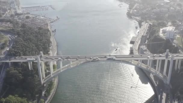 Porto Portugalia Dron Most Wodny Panorama — Wideo stockowe