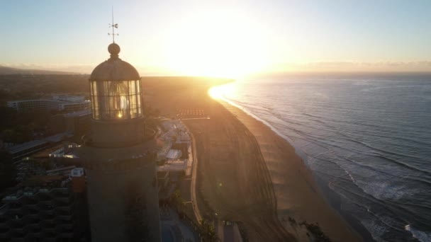 Luftaufnahme Über Dem Leuchtturm Von Maspalomas Der Sich Dem Leuchtturm — Stockvideo