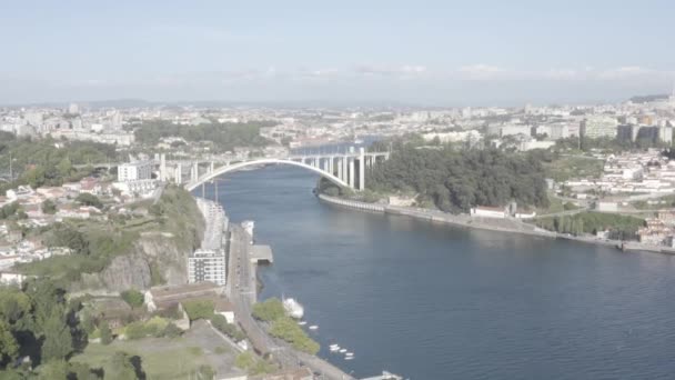 Lizbon Portekiz Drone Köprüsü Ufuk Çizgisi Karayolu — Stok video