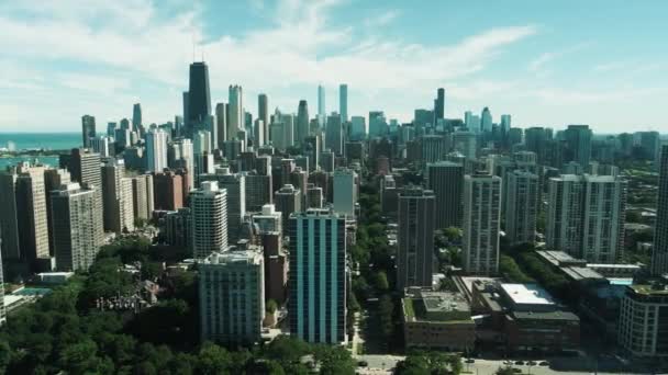 芝加哥城市景观日空中全景4K — 图库视频影像