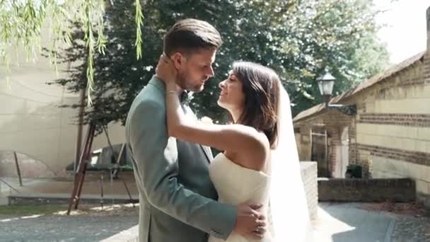 Mutlu Evlilik Çifti Birbirlerini Tutkuyla Öpüyor — Stok video
