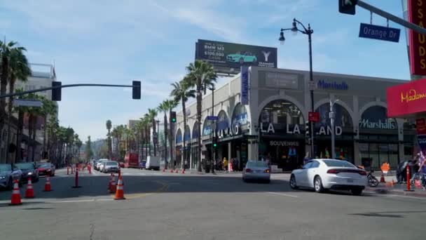 Cruzamento Orange Drive Hollywood Boulevard Fora Land Store — Vídeo de Stock