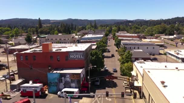 Vintage Historique Cottage Grove Hôtel Dans Quartier Historique Oregon Drone — Video