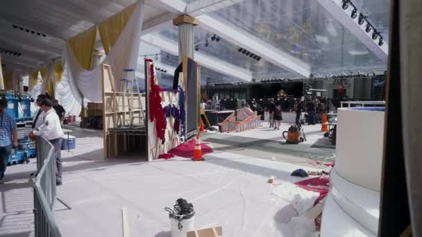 2021 Oscars Stage Construction — Stock Video