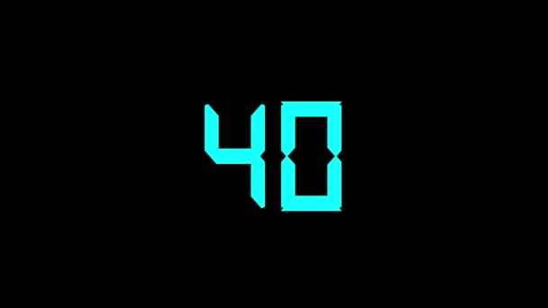 Countdown Seconds Seconds Blue Number Black Background Countdown Last Moments — Stock Video