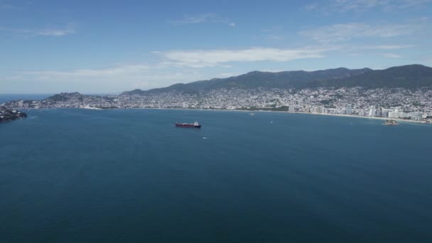 Ocean Bay Tropical Acapulco Mexiko Luftaufnahme — Stockvideo