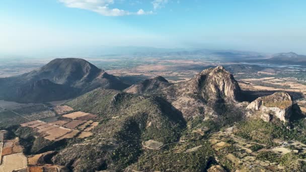 Mountain Hills Chalcatzingo Valley Morelos Mexico Aerial — Αρχείο Βίντεο