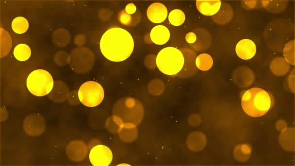 动画背景 灯光和光粒子在模糊的背景上 带有金光闪闪的动画在屏幕上飘扬 — 图库视频影像