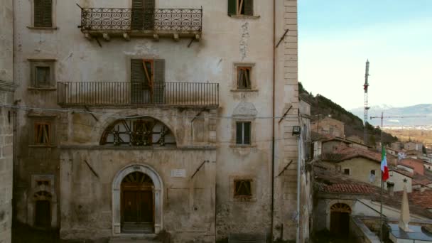 Légi Felvétel Elhagyott Szellemvárosról Fossáról Olaszországban Város Közelében Található Város — Stock videók