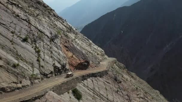 Pakistan Daki Fairy Meadows Yolu Ndaki Aracın Insansız Hava Aracı — Stok video