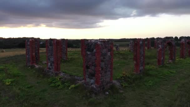 Alte Steinsäulen Von Smiltene Stonehenge Lettland Luftaufnahme — Stockvideo