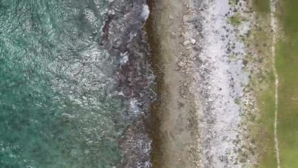 Waves Crashing Coral Coastline Drone View — Stock Video