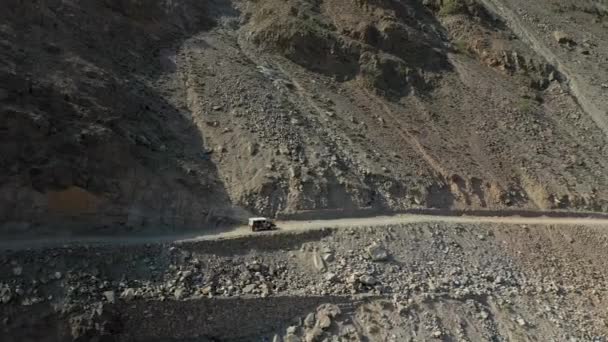 Drone Disparo Vehículo Fairy Meadows Road Pakistán Segunda Carretera Más — Vídeo de stock