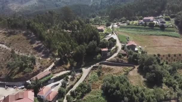 Luftaufnahme Eines Portugiesischen Dorfes Macieira Alcoba Gueda Portugal — Stockvideo