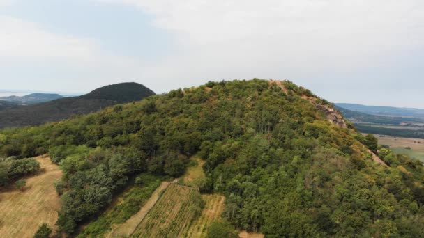 Epische Baan Drone Antenne Van Prachtige Vulkanische Getuige Bergen Met — Stockvideo