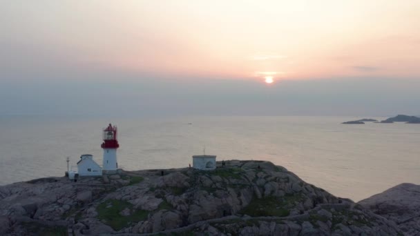 Dronefootage Lindesnes Lighthouse Norway Oldest Lighthouse — Stock Video