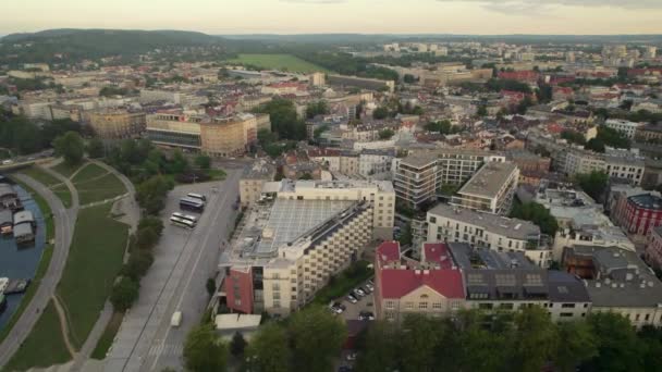 Ulica Powiślana Krakowie Polska Europejskie Miasto Góry — Wideo stockowe