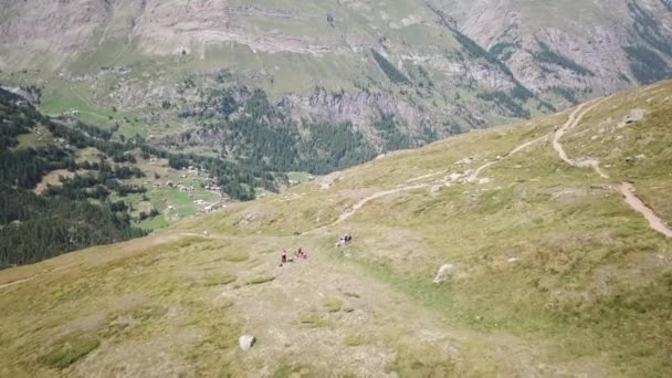 Campo Grassery Vale Montanha Nos Alpes Suíços Vista Aérea Drone — Vídeo de Stock