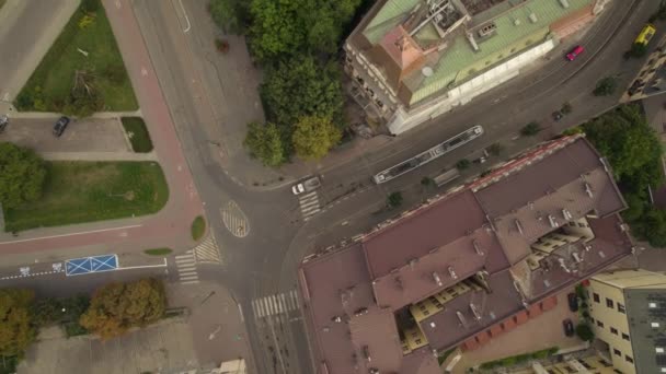 Polonya Krakow Stradomska Caddesi Jozefa Dietla Caddesinde Yoğun Kavşak — Stok video