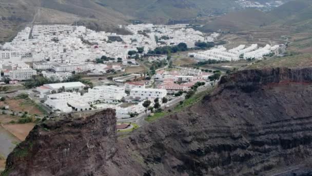 Vue Aérienne Panoramique Sur Vallée Agaete Île Gran Canaria — Video