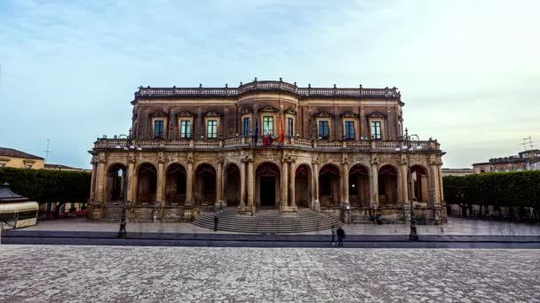 Atractiva Catedral Palazzo Ducezio Sicilia Italia Timelapse — Vídeos de Stock