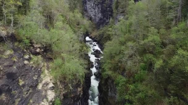 Voss Norveç Bordalsgjelet Geçidinde Uçan Hava Araçları Popüler Turistik Bölgede — Stok video