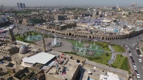 Vue Aérienne Ville Erbil Montrant Ancienne Citadelle Erbil Jardin Face — Video
