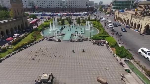 Erbil Városának Légi Felvételén Ősi Erbil Várat Várral Szemben Lévő — Stock videók