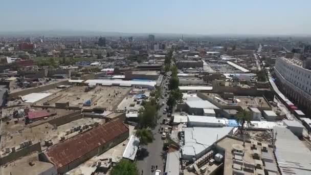 Erbil Városának Légi Felvételén Ősi Erbil Várat Várral Szemben Lévő — Stock videók