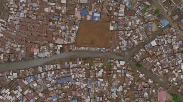 Filmagem Aérea Cima Para Baixo Que Desce Direção Campo Futebol — Vídeo de Stock