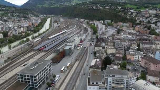 Brig Ville Dans Les Alpes Valaisannes Milieu Ville Brig Glis — Video